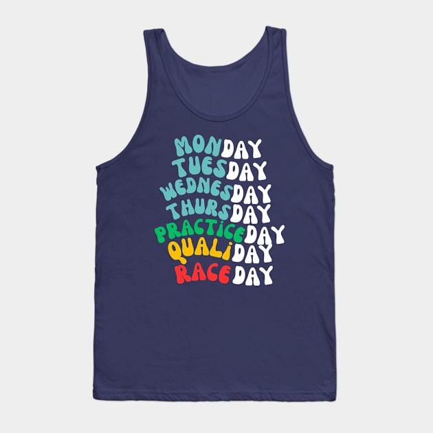 F1 funny race week dayss, Formula 1 Graphic shirt (please send us a message if you want another custom design) Tank Top by pitshopmerch@gmail.com